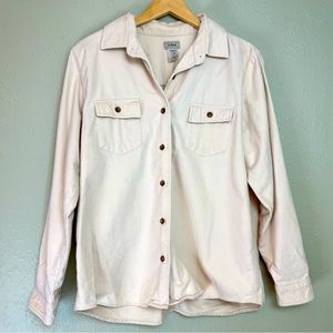 LL.BEAN Jacket Cotton Collared Button Front and Cuffs Breast Pockets Size Large